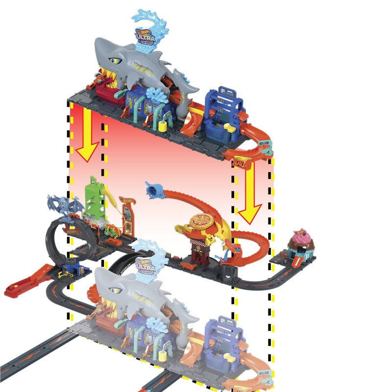 Hot Wheels city color reveal automyčka se žralokem