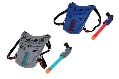 Vodní sada pumpovací pistole 33 cm + vesta modrý štít