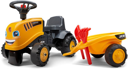 Odstrkovadlo traktor JCB žluté s volantem a valníkem