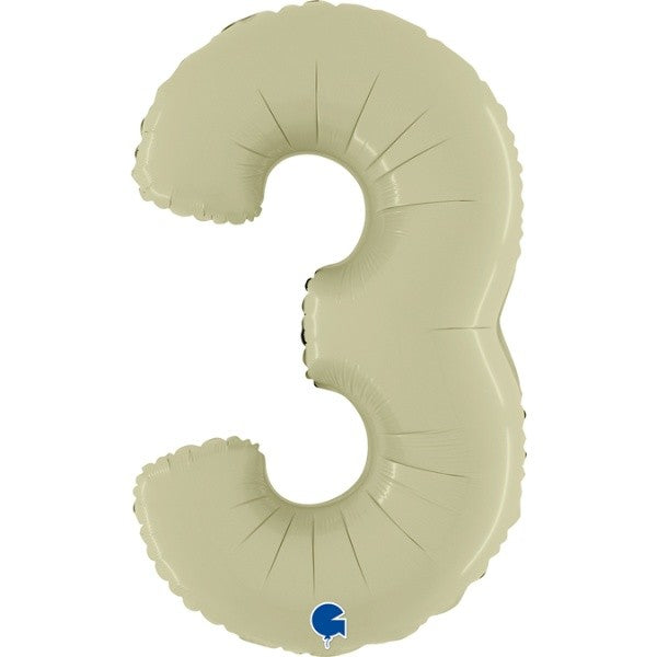 Balónek foliový číslo 3 Satenová oliva 102 cm