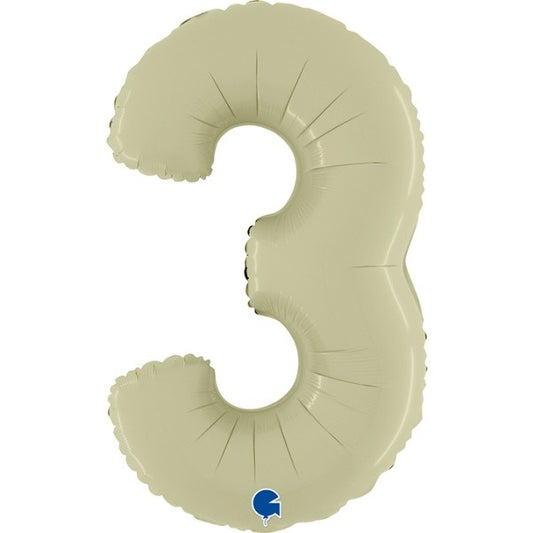 Balónek foliový číslo 3 Satenová oliva 102 cm