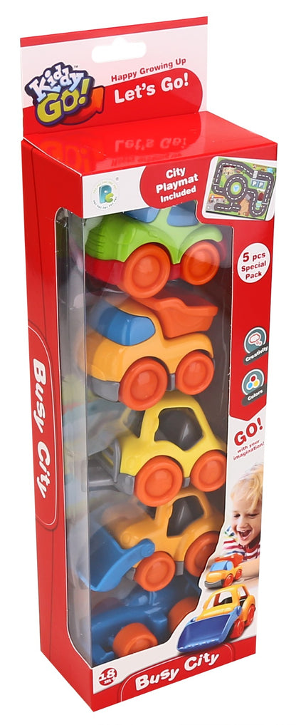 Kiddy Go! Autíčka sada 5ks s podložkou Město
