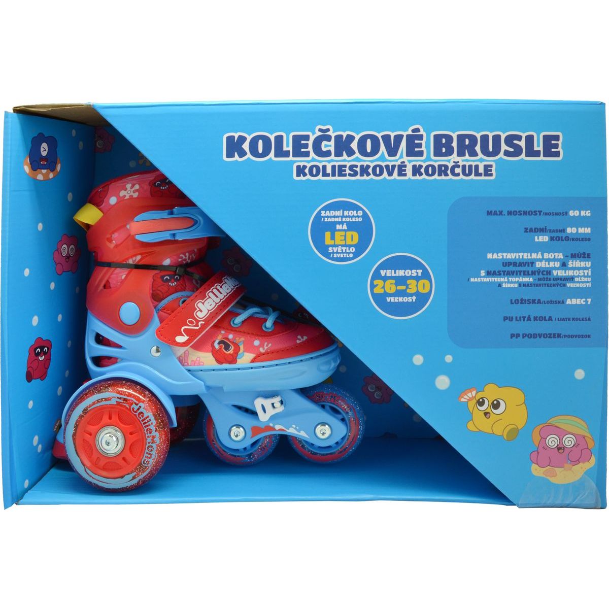 Dětské svítící kolečkové brusle - Červené (vel. 26-30)