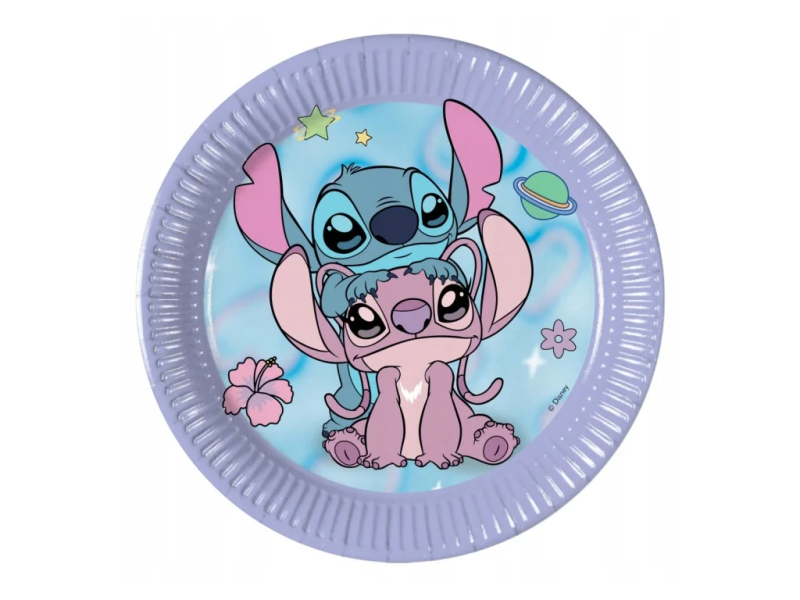 Talíře papírové Stitch a Angel Cute 20 cm, 8 ks