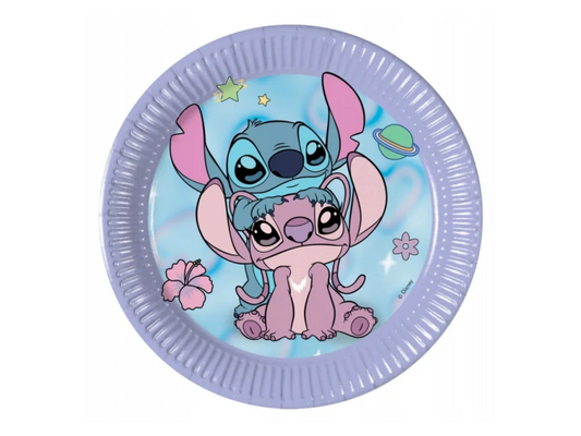 Talíře papírové Stitch a Angel Cute 20 cm, 8 ks