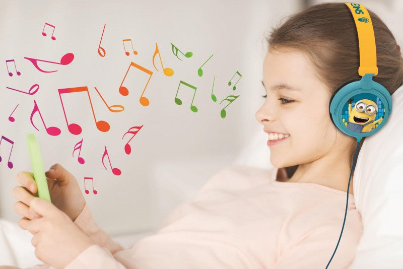Lexibook skládací drátová sluchátka Mimoni s limitem hlasitosti