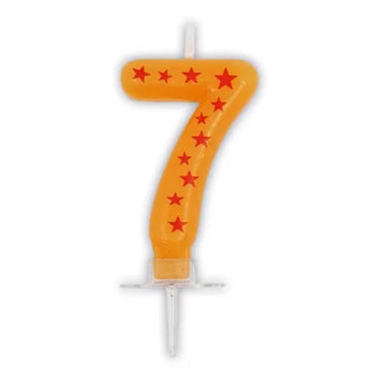 Svíčka dortová číslice 7 s hvězdičkami