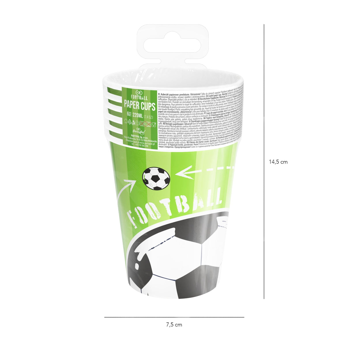 Kelímky papírové Fotbal 220 ml 6 ks