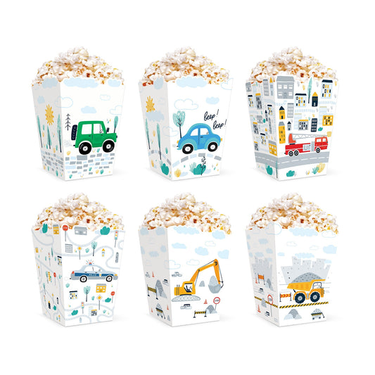 Auta -  popcorn box papírový 8,5 x 12,5cm - 6 ks