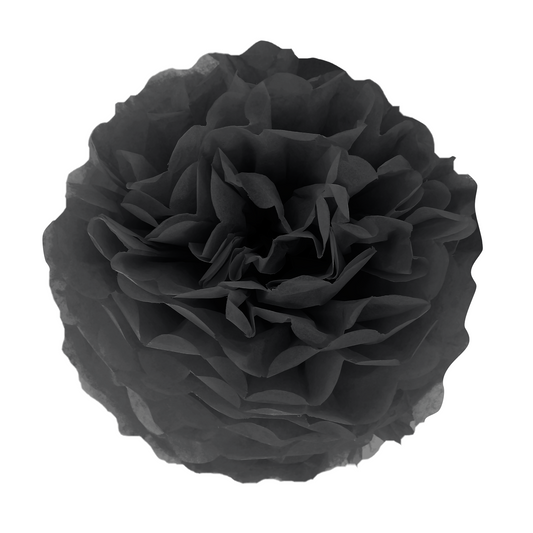 Papírové pompomy, černé 35 cm